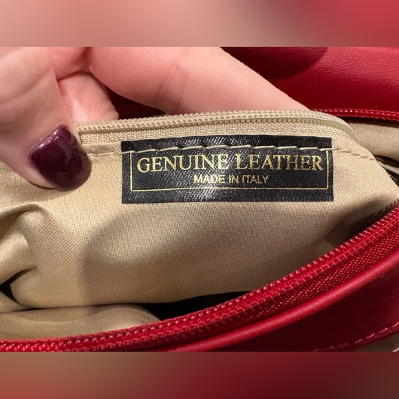 Red Leather Crossbody Bag | Made in Greece | Soft Genuine Leather | NWOT - Picture 12 of 13